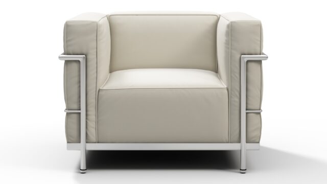 The Corbusier – Cream Vegan Leather, Lounge Chair