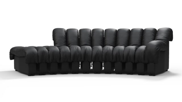 The DS 600 – Black Vegan Leather, Small Open End Sofa (Left)