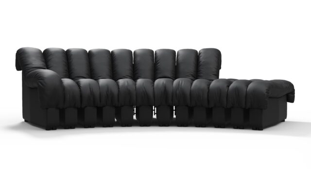 The DS 600 – Black Vegan Leather, Small Open End Sofa (Right)