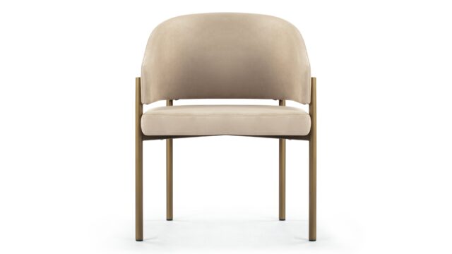 The Esme – Latte Vegan Suede and Brushed Brass, Dining Chair