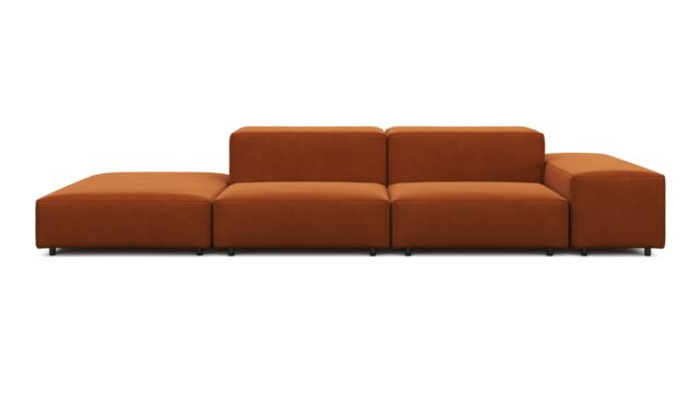 The Extrasoft – Burnt Orange Velvet, Open End Sofa (Left)