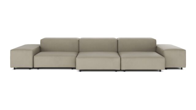 The Extrasoft – Beige Gray Vegan Leather, Three Seater Sofa (Left)