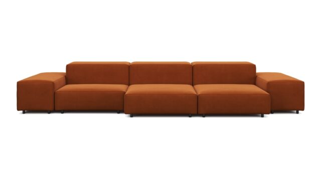 The Extrasoft – Burnt Orange Velvet, Three Seater Sofa (Left)