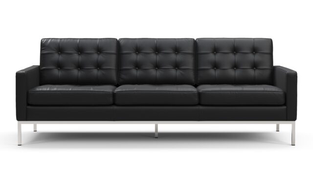 The Florence – Vintage Black Vegan Leather, Three Seater