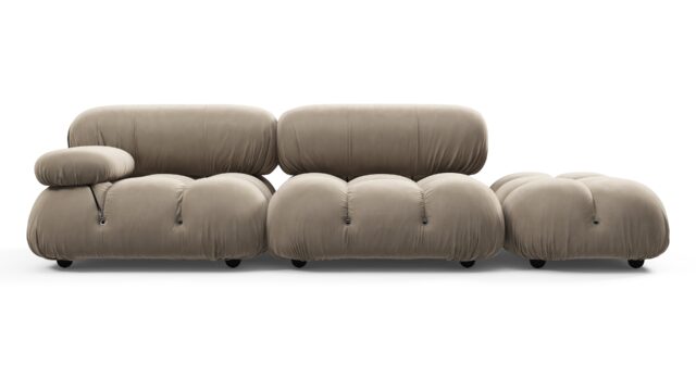 The Bellini – Greige Velvet, Open End Sofa (Right)