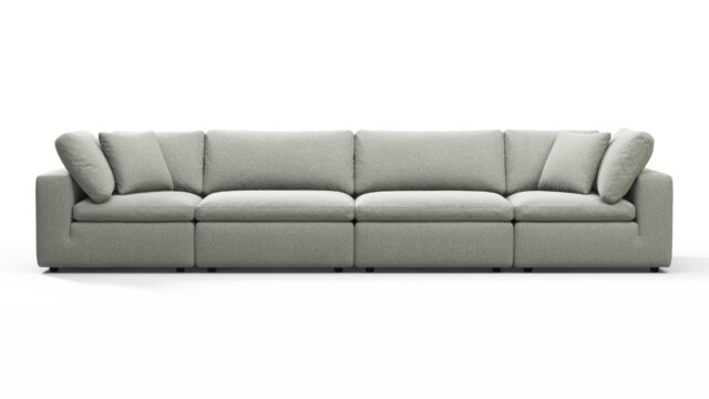 The Sky – Soft Gray Brushed Weave, Four Seater Sofa