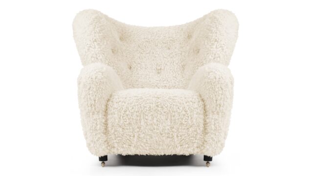 The Tired Man – White Long Hair Sherpa, Lounge Chair