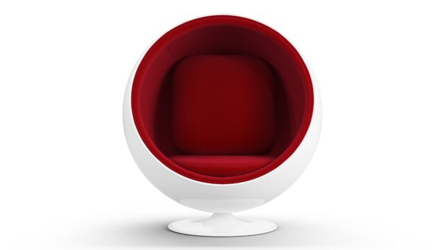 The Ball – Bold Red Wool and White, Ball Chair