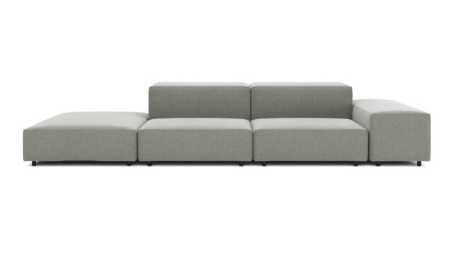 The Extrasoft – Soft Gray Brushed Weave, Open End Sofa (Left)