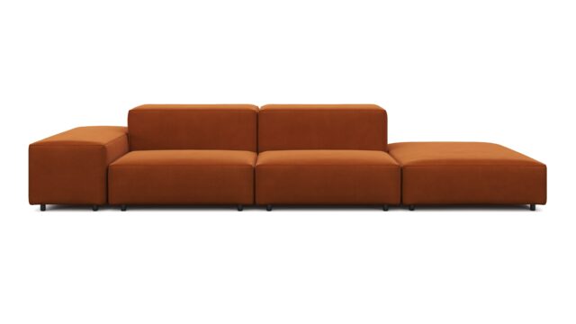 The Extrasoft – Burnt Orange Velvet, Open End Sofa (Right)