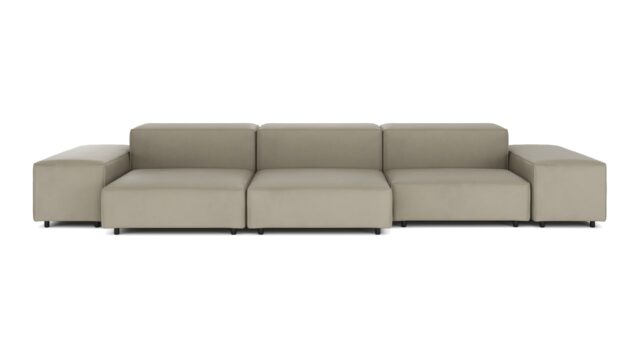 The Extrasoft – Beige Gray Vegan Leather, Three Seater Sofa (Right)