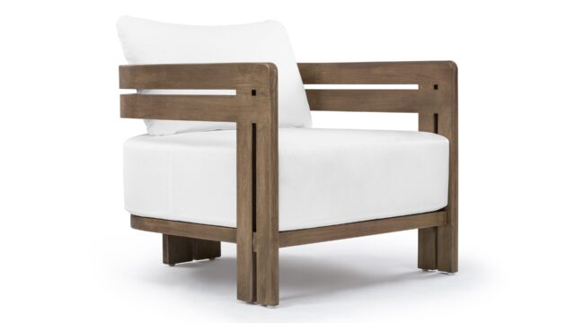 The Lusso – Weathered Teak with White Cushions, Lounge Chair