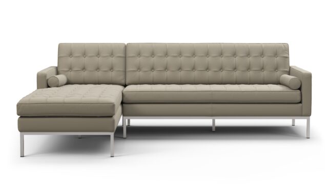 The Florence – Beige Gray Vegan Leather, Three Seater Sofa