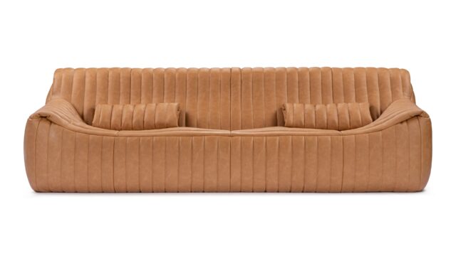 The Sandra – Tan Vegan Leather, Three Seater Sofa