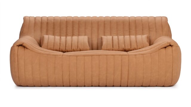 The Sandra – Tan Vegan Leather, Two Seater Sofa