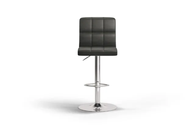 Barstool – Black Vegan Leather and Chrome Base, Olivia