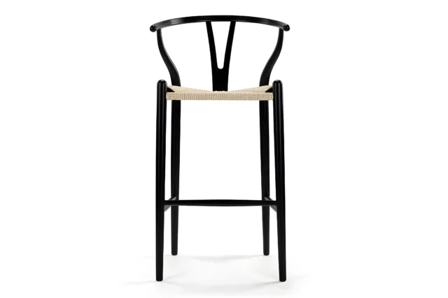 The Wish – Black with Natural Seat, Bar Stool