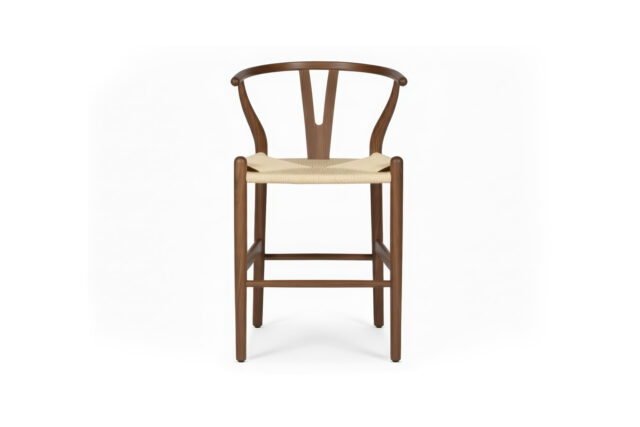 The Wish – Walnut with Natural Seat, Counter Stool