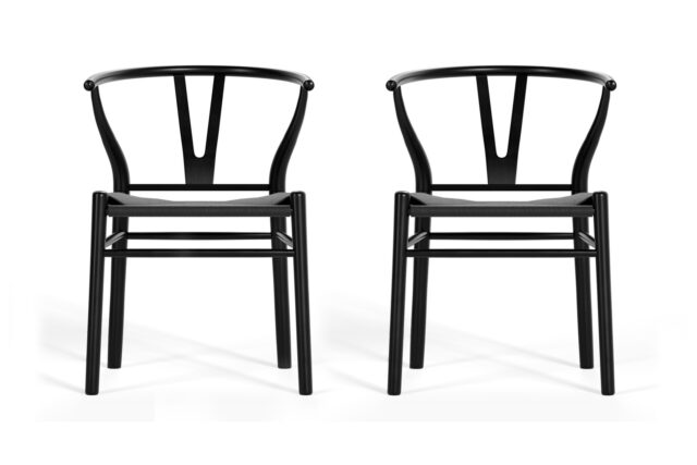 The Wish – Black with Black Seat, Metal Wish Chair – Set of 2